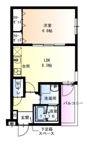 拡大写真:フジパレス松虫通WEST 2階201の間取り