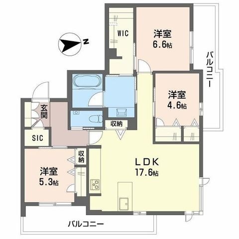 拡大写真:ザ パークサイド上八 4階402の間取り
