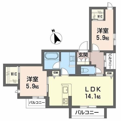 拡大写真：モノリス　天王寺 2階202の間取り