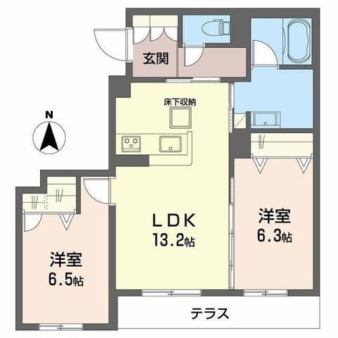 拡大写真:ヒュッゲ コート 1階101の間取り