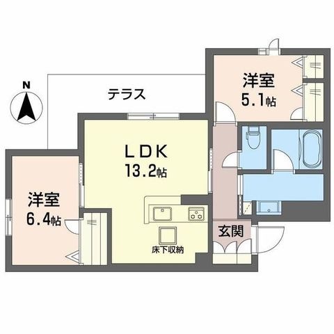 拡大写真:ヒュッゲ コート 1階103の間取り