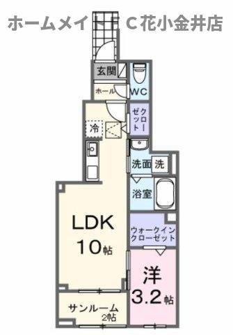 拡大写真:LA.OHANA 田無 1階103の間取り