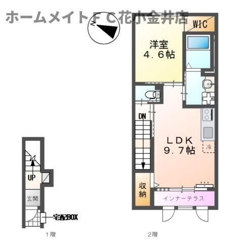 拡大写真:GRANDIR 2階202の間取り