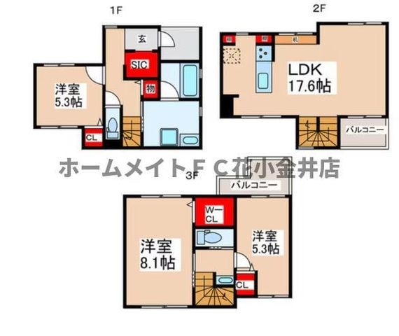 拡大写真:西東京市富士町4丁目 3階101の間取り