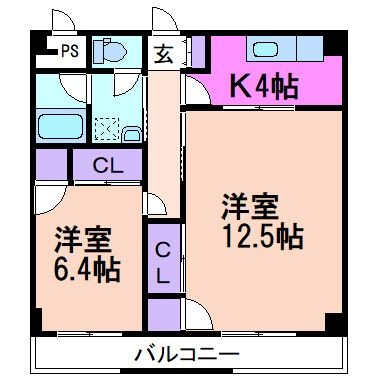 拡大写真:グランドハイツ 2階202の間取り