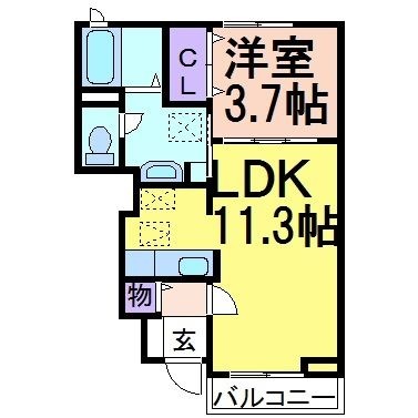 拡大写真:アスカ D 1階103の間取り