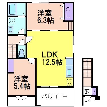 拡大写真：（仮称）鹿沼市西鹿沼町2LDK 2階201の間取り