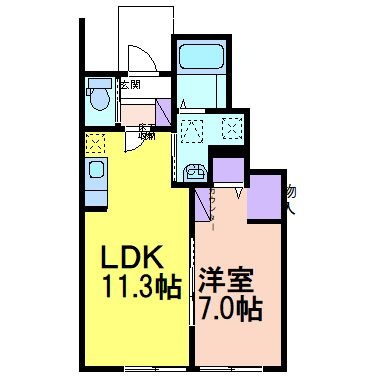 拡大写真：（仮称）鹿沼市上殿町1LDK 1階105の間取り