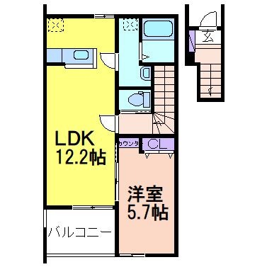 拡大写真:(仮称)鹿沼市上殿町1LDK 2階205の間取り