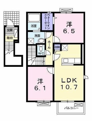拡大写真:アンソレイユ 2階201の間取り