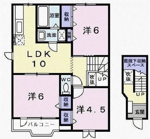 拡大写真:クインシー5 2階201の間取り
