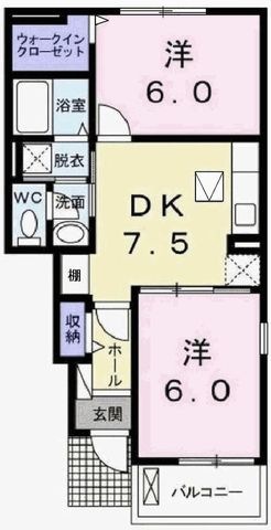 拡大写真:カルム川面 1階103の間取り