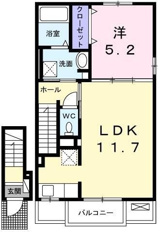 拡大写真:プラシード I・M 2階203の間取り