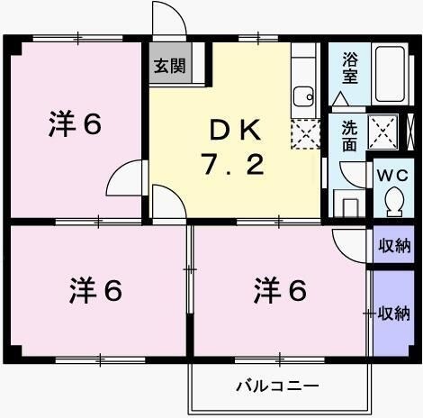 拡大写真：ファミールＦ 1階102の間取り