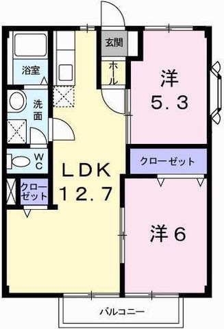拡大写真:メゾンサンシャイン 2階201の間取り