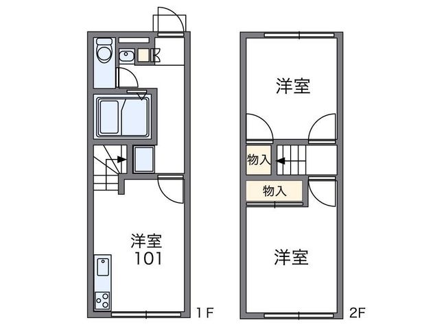拡大写真:レオパレスビレントライフ 1階102の間取り