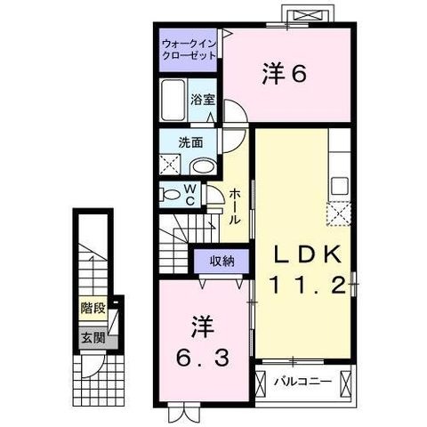 拡大写真:ラブリーコート 2階205の間取り