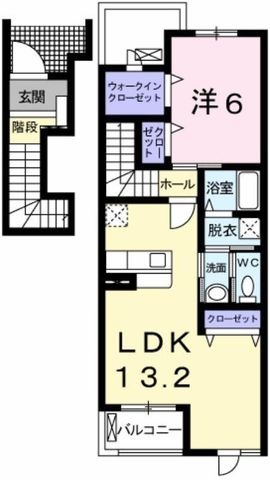 拡大写真:ベル アンジュI 2階201の間取り