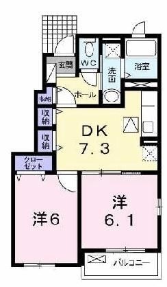 拡大写真:プロムナード B 1階101の間取り