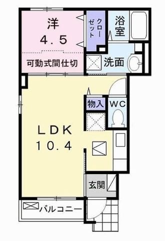 拡大写真:レオーネD 1階101の間取り