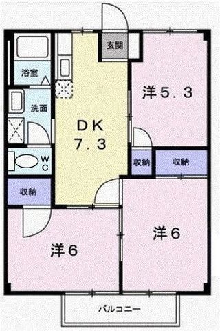 拡大写真:ドミール三喜 2階203の間取り