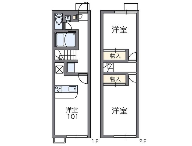拡大写真:レオパレスコム・イグレットB 1階105の間取り