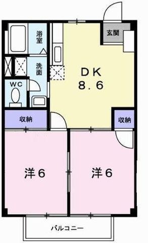 拡大写真:グリーンハイツ三木 2階203の間取り