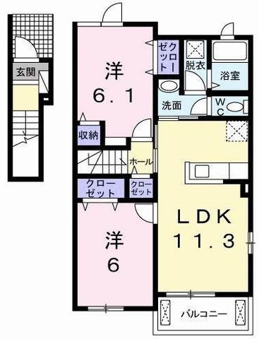 拡大写真:リヴェールコートIII 2階201の間取り