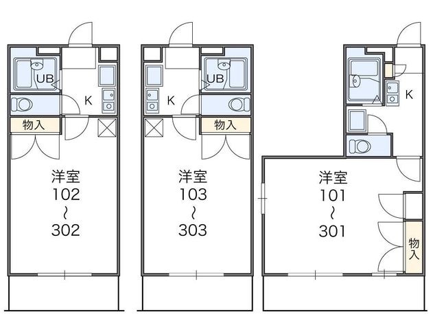 拡大写真:レオパレスTOMOMATSU 1階102の間取り