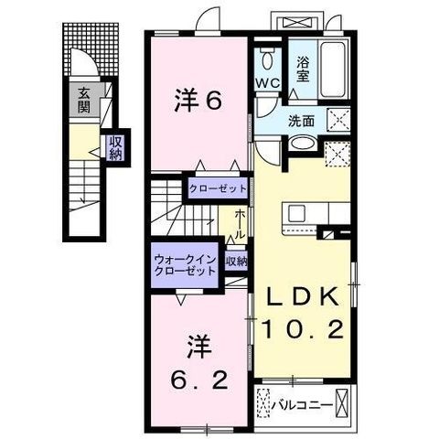 拡大写真:さざんか 2階201の間取り