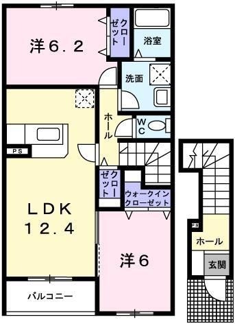 拡大写真:メゾン ド ウ-ルA 2階202の間取り