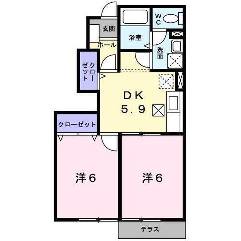 拡大写真:パティオカーサI 1階105の間取り