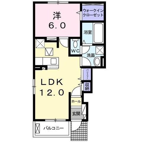 拡大写真:ヴィラ ドゥ グレーヌ梅ケ谷C 1階101の間取り