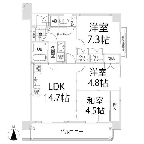 拡大写真:キャッスルコート安室 4階401の間取り