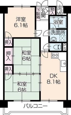 拡大写真:ハイツメロディ 3階307の間取り