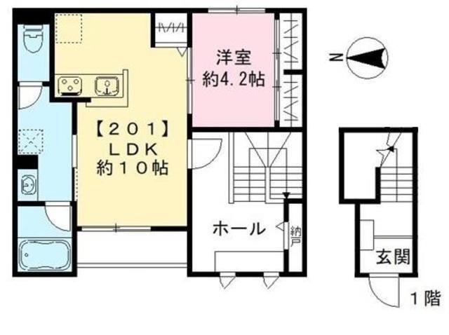 拡大写真:豊中市庄内 栄町3丁目 2階201の間取り