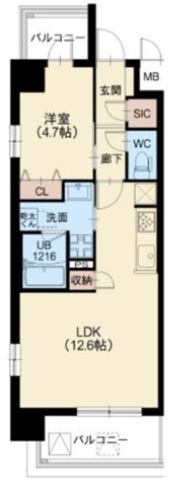 拡大写真：大阪市淀川区加島３丁目 4階401の間取り