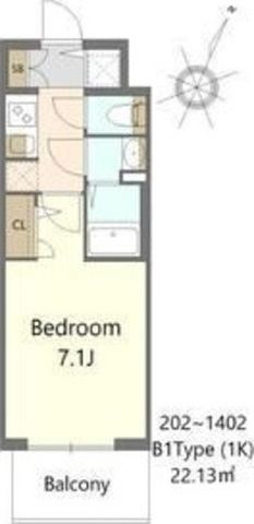 拡大写真:S-RESIDENCE大和田aline 8階802の間取り