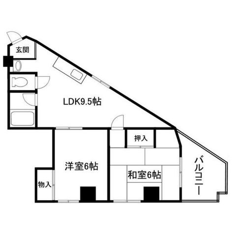 拡大写真:エイワンコート歌島 3階3Aの間取り