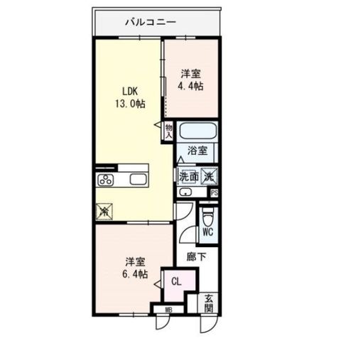 拡大写真:大阪市東淀川区豊里7丁目 1階106の間取り