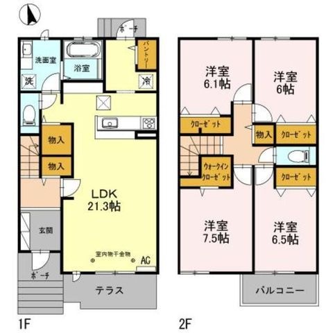 拡大写真:ベルコリーヌ 1階Bの間取り