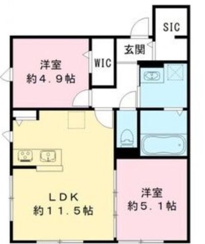 拡大写真:ユアメゾン 富松 1階102の間取り