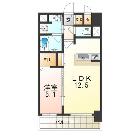拡大写真：大阪市淀川区宮原１丁目 11階1102の間取り
