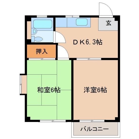 拡大写真:タカラマンション 2階202の間取り