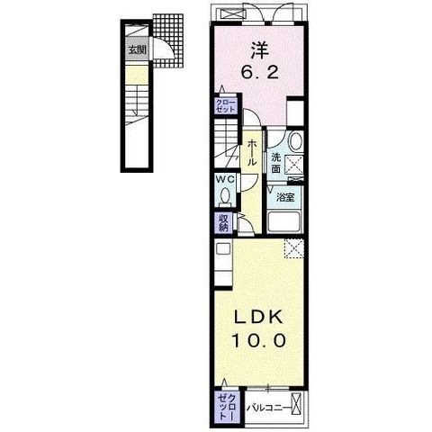 拡大写真:Casa de Sol 2階203の間取り