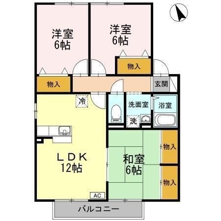 拡大写真：フォルテF　B棟 2階202の間取り