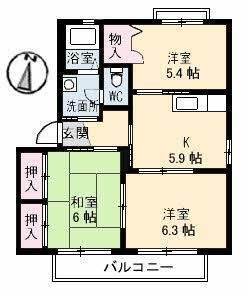 拡大写真:バリュージュ新町 B棟 1階101の間取り