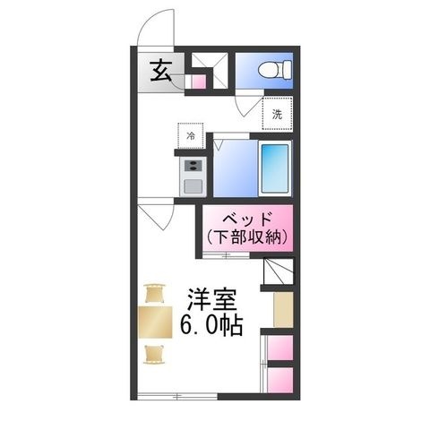 拡大写真:レオパレス美原北 2階201の間取り