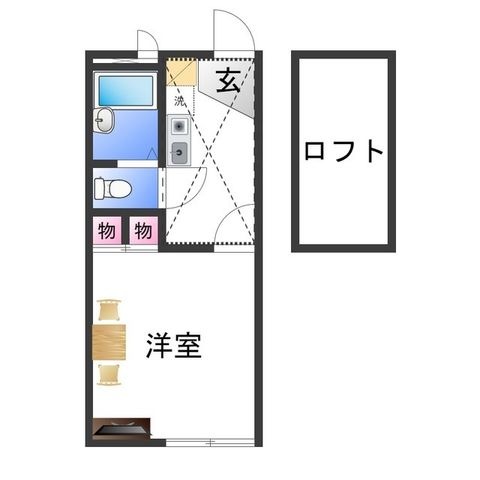 拡大写真:レオパレス登美丘 2階208の間取り