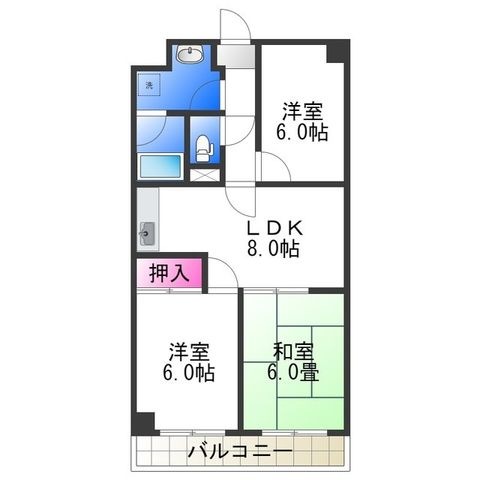 拡大写真:セラヴィ津久野 3階302の間取り